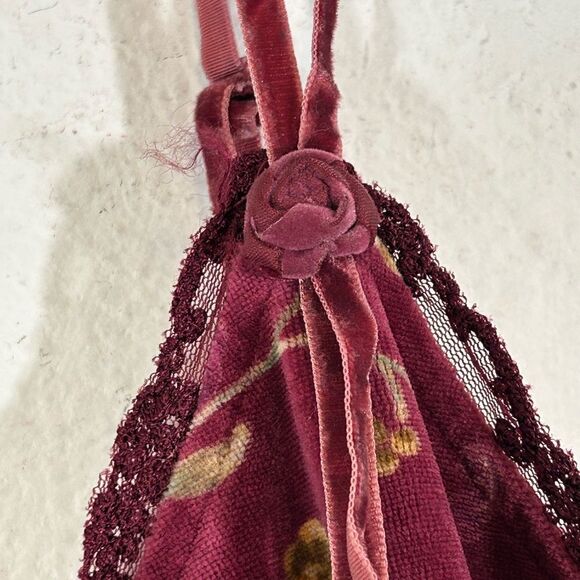 Victorias SECRET COUNTRY LADIES pj DRESS medium burgandy BABYDOLL floral mini - Picture 3 of 14